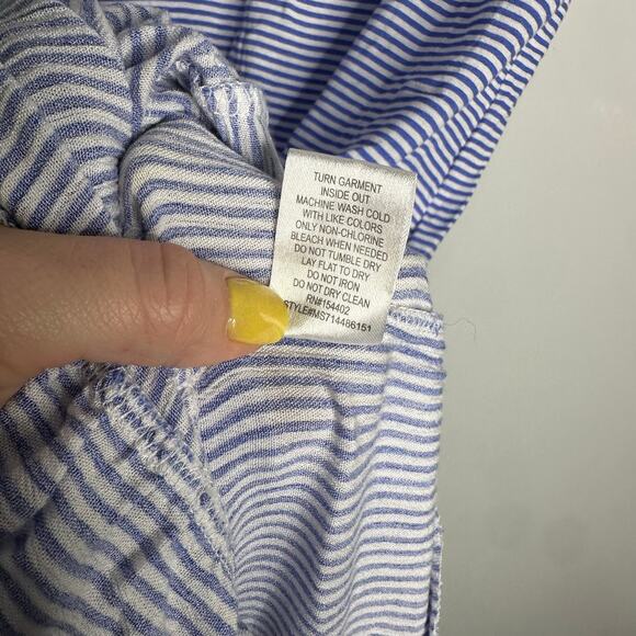 Cactus + Pearl Women's Blue and White‎ Pinstriped Smocked Top Maxi Dress SIze L - Picture 5 of 9